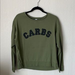 Olive Green “CARBS” Pullover Shirt